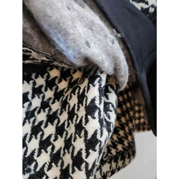 Houndstooth Vintage WOOL Lined Swing Coat Pockets Velvet Cuffs and Collar 80s do - Picture 11 of 11